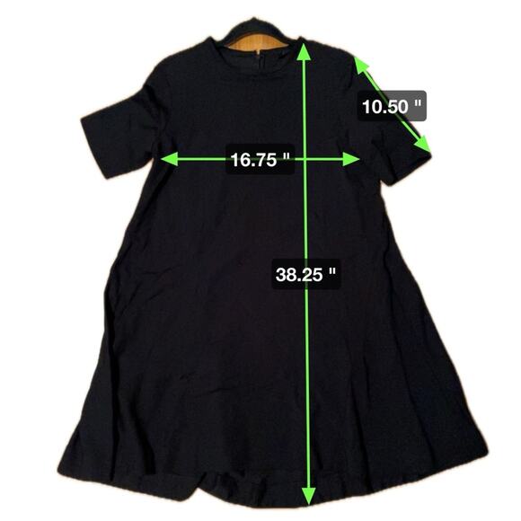 COS Black Trapeze Short Sleeve Day Dress Size 10 - Picture 8 of 8